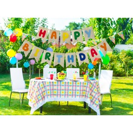 Pre-strung Burlap Happy Birthday Banner, Assembled Colorful Birthday Decorations for Women Girl Birthday Party Supplies