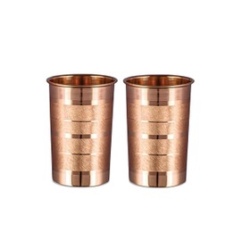 Pure Copper Glass for Drinking Water Set of 2 - Tumbler Copper Cup Set for Ayurveda Health Benefits (11 fl Oz) 312 ml