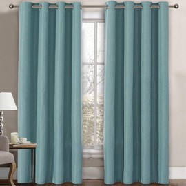 Linen Blackout Curtain 108 Inches Long for Bedroom / Living Room Thermal Insulated Grommet Linen Look Curtain Drapes Primitive Textured Burlab Effect Window Drapes 1 Panel - Eggshell Blue
