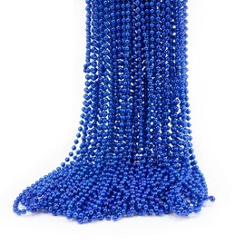 GIFTEXPRESS 72 pack of 33 Mardi Gras Beads Necklace, Metallic Royal Blue Beaded Necklace, Mardi Gras Throws, Party Beads Costume Necklaces