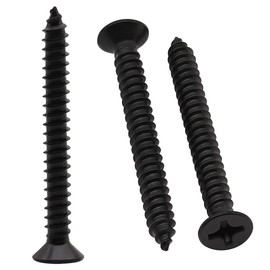 RoyceMart #8 x 2 (50 Pack) Stainless Steel Phillips Flat Head Wood Screws, Stainless Steel 304 (18-8), Flat Head Sheet Metal Screws Self Tapping Screws, Black Coated