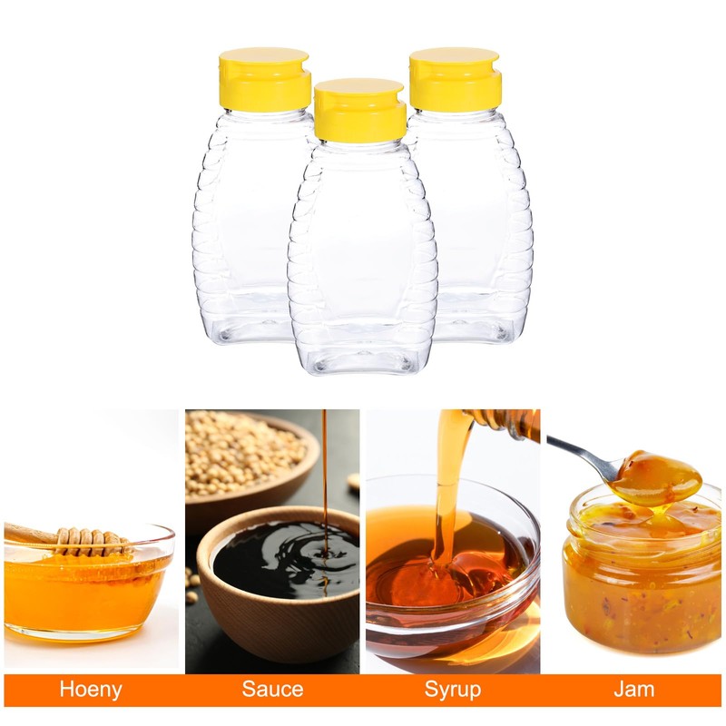 sourcing map 4pcs Plastic Honey Bottles 6oz 180ml Squeeze Honey