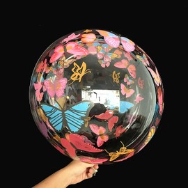 Bobo Balloons Butterfly Printed,Helium Style Transparent Bubble Clear Balloons,Gifts for Christmas,Wedding,Birthday Party Decorations (Butterfly, 24 inch 10 Packs)
