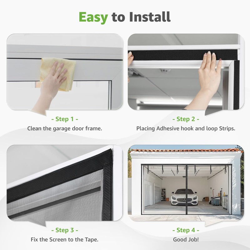 Garage Door Screen, 16x7 Ft Magnetic Closure Heavy Duty Weighted