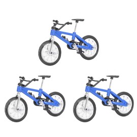 3pcs Dollhouse Bike Model Rich Details Dollhouse Mountain Bike Toy 1:12 Dollhouse Finger Mountain Bike for Collected Display Blue