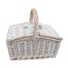 Small White Double Lidded Hamper Wicker Basket