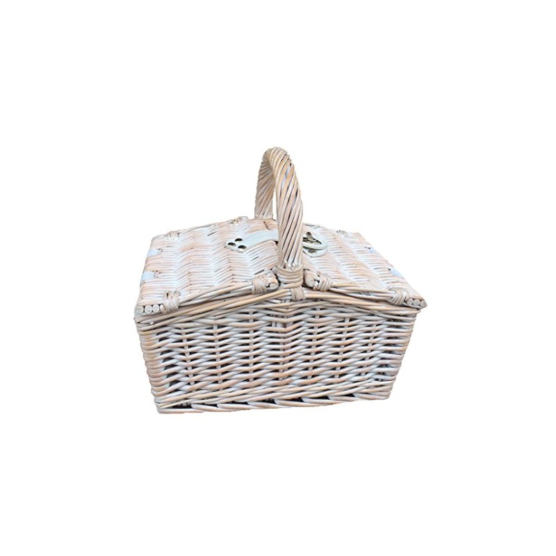 Small White Double Lidded Hamper Wicker Basket