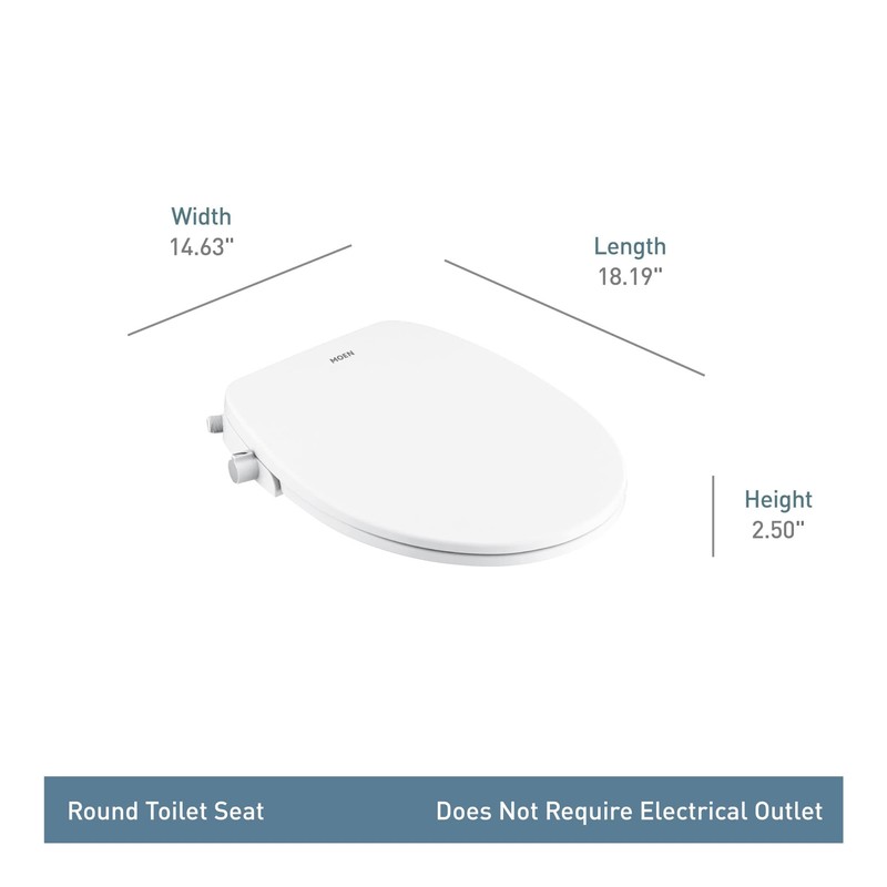 Moen EB500-R 2-Series Standard Non-Electronic Bidet Seat for Round Toilets,