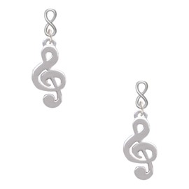 Delight Jewelry Silvertone Rounded Clef Silvertone Infinity Post Earrings
