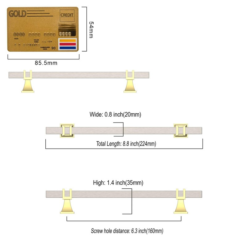 Amerdeco 10 Pack Brushed Satin Nickel and Gold Cabinet Pulls