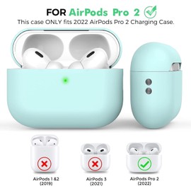 BEAUDOM Silicone Case Compatible with AirPods Pro 2nd Generation Cover AirPods Pro 2 Case with Magnetic Anti-Lost Strap and Cleaner Kit (Mint Green)