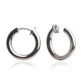 Silber Ohrclips aus Edelstahl • Clip Creolen ohne Ohrlöcher • Ohrringe Clips hängend • nickelfrei & wasserfest • MIX & MATCH • Ø 14 mm