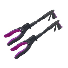 Grabber Tool 19" Aluminum Magnetic Claw with LED Light, Lightweight Foldable Reacher Grabber Pickup Tool, Gripper Grabbers for Elderly Grab Reaching Tool Trash Picker Grabber, Pink, by Luxet 2-Pack