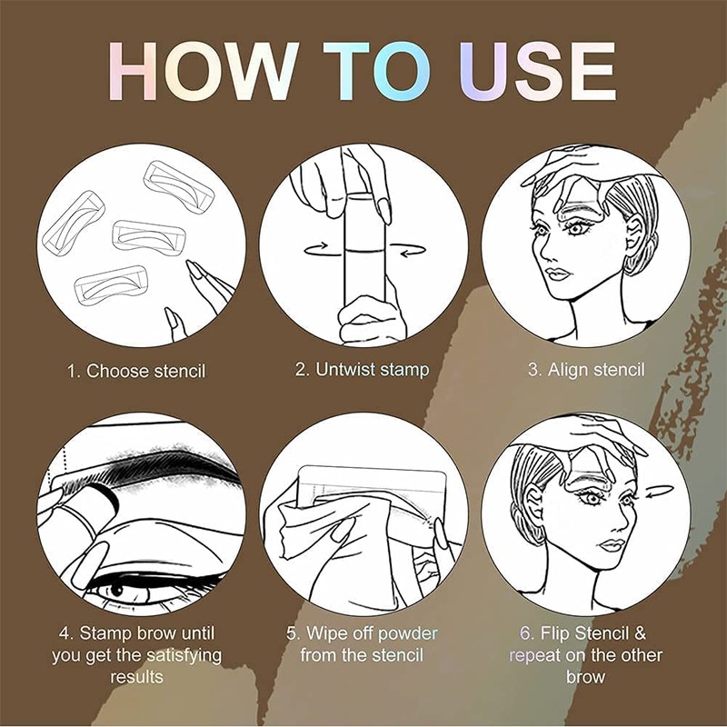 Waterproof Eyebrow Stamp, Reusable Makeup Brow Stamp, Brow Powder Stencils,