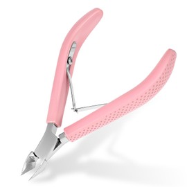Stainless Steel Cuticle Remover Nippers Rubber Cuticle Trimmer Professional Manicure and Pedicure Cuticle Remover Tools Rubber Coated Handle Manicure Tools (4mm), Pink
