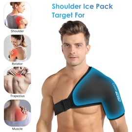 Comfitech Shoulder Ice Pack Wrap Sleeve for Better Putting On & Off, Reusable Gel Cold Pad for Arm, Large, Black