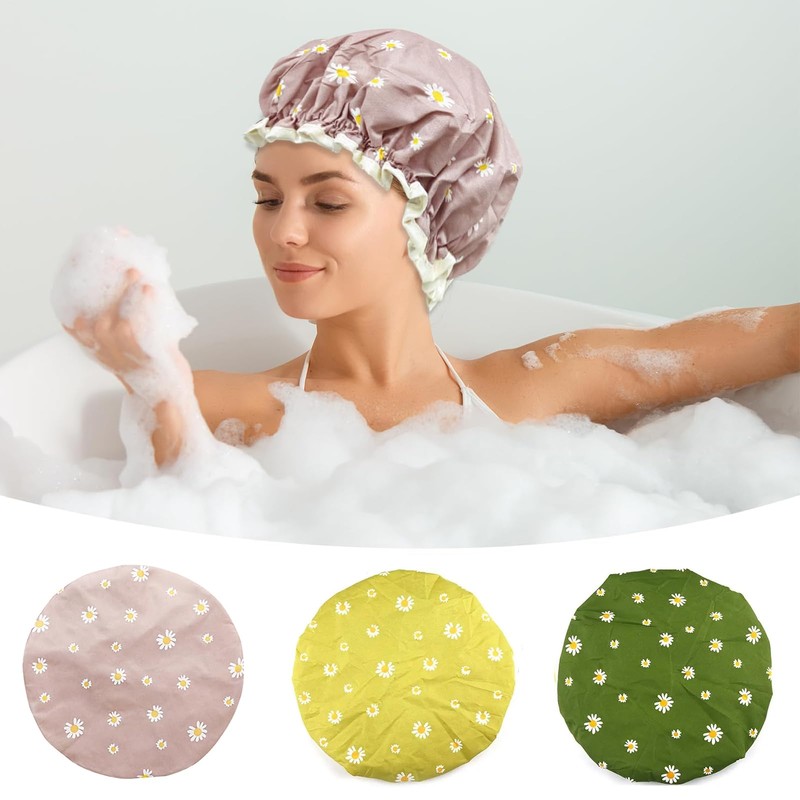 3 Piezas - Gorras para Baño, Reutilizable Gorros para Regadera,