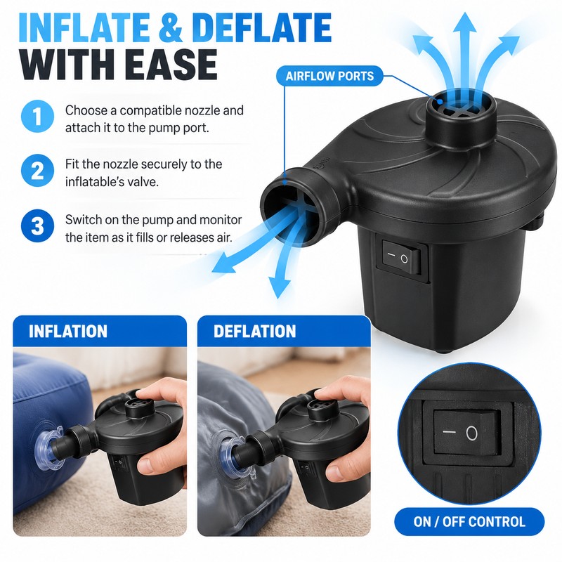 Electric Air Pump for Air Mattresses and Pool Floats –