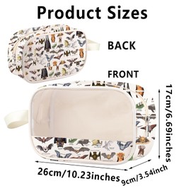 G2TUP Bat Clear Makeup Bag Bat Species Gifts Night Bat Clear Zipper Bag Bats Themed Gifts Vampire Bat Clear Cosmetic Bag (ManyBat Clear CA)