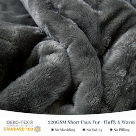 YIYEA Faux Fur Comforter Set Queen Size, Luxury Ultra Soft Fuzzy Fleece Comforter, Fluffy Plush Velvet Bedding Comforter Sets for Fall Winter, Cozy Warmth, No Shedding, 3PC, Grey