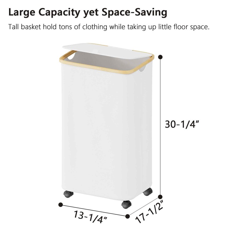 SUOCO Laundry Hamper on Wheels 100L, Clothes Basket with Lid