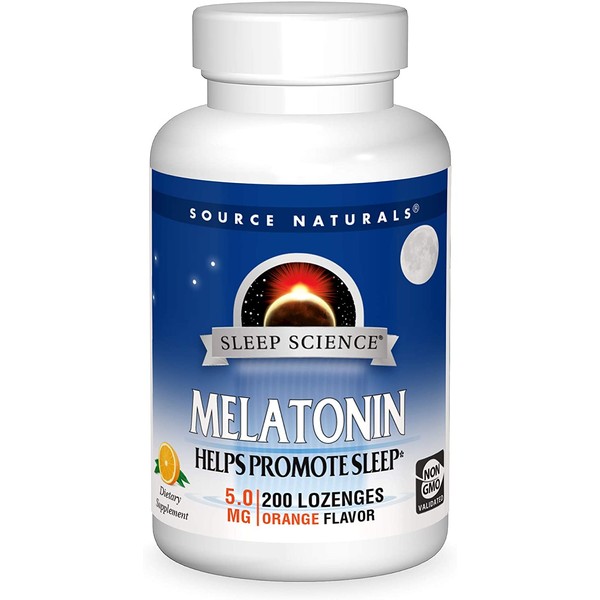 Source Naturals Sleep Science Melatonin 5 mg Orange Flavor - Helps Promote Sleep - 200 Lozenge Tablets