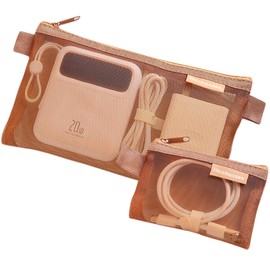 DEVENTORZ Pouch, Set of 2, Travel Pouch, Gadget Pouch, Small Gadget Pouch, Makeup Pouch, Small Cosmetic Pouch, Mini Pouch, Lip Pouch, Small Items, Travel, Business Trip, Storage, Portable, Large