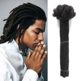 Ainimiu 6-14 Inch Dreadlock Extensions Human Hair 0.6cm Thin Loc Extensions Real Human Hair for Men/Women/Kids 30 Strands Full Handmade Permanent Dreads Extensions Can Be Curled and Bleached