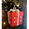 Present Gift Box Christmas Tree Baubles - Red White Candy