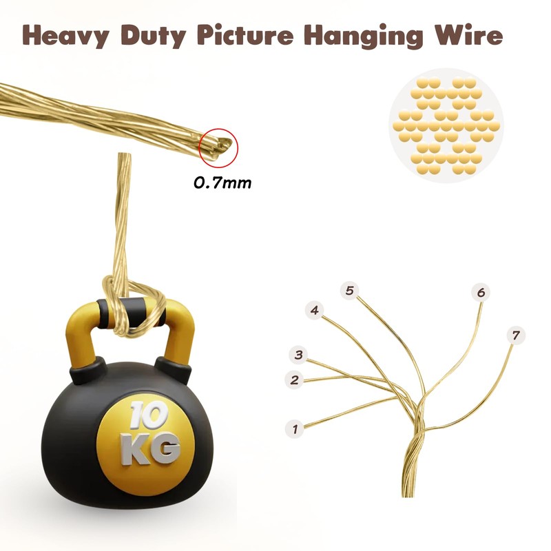Picture Hanging Brass Wire, 32.5 Feet(10m) Braided Picture Wire Heavy
