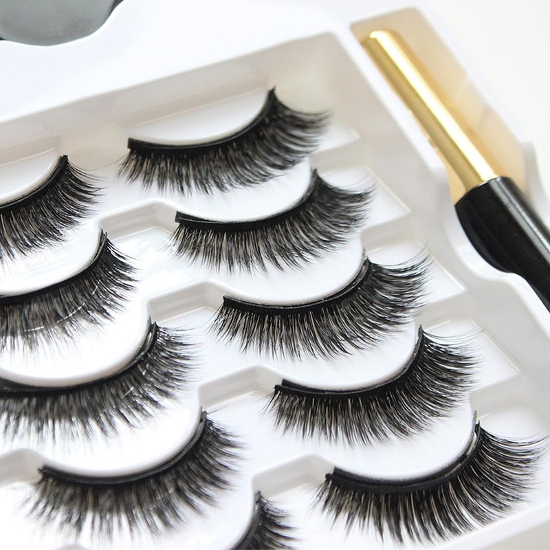 ZXUPOI 5 Pairs of Magnetic Eyelashes, Magnetic Eyelashes with Eyeliner,