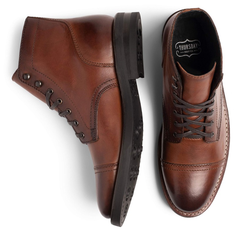 Men's Captain Lace-Up Boot, Brandy, 6