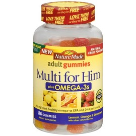 Nature Made Multi + Omega-3 For Him Gummies Strawberry, Lemon & Orange 80 EA