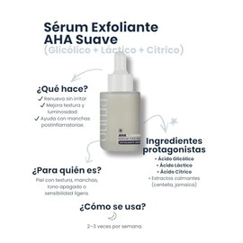 PRUNO Sérum Exfoliante AHA para Uso Nocturno | Exfoliación Química Progresiva que Respeta la Piel | Rutinas Conscientes | 30 ml