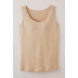 Cervin 100% Cotton Smooth Knit Bra Tank Top Beige L