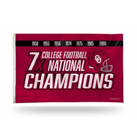 Rico FGB2302NC7T Oklahoma University 7 Time College Football Champs Banner Flag