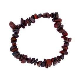 Taddart Minerals - Red Brown Chip Bracelet Made from Natural Gemstone Tiger's Eye on Elastic Nylon Thread - Handmade, Rubber
