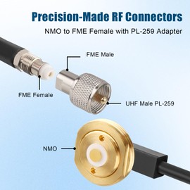 XRDS -RF 6FT NMO to FME Female Antenna Coaxial Cable with PL-259 (UHF Male) Adapter, Low Loss RG58 Coax Cable for Vehicle Mobile Radio, Ham Radio, GMRS, CB Antenna Mount