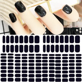 8 Sheets Black Color Full Nail Wraps Stickers, Nail Polish Strips DIY Self-Adhesive Nail Art Decals Premium Street White Nails for Women Girls Manicure Decoration.