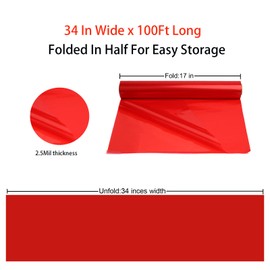 CMFYHM Red Cellophane Wrap Roll,Colorful Cello 34 In Wide X 100 Ft Long, Translucent Colored Cellophane Wrapping Paper for Gift Baskets Wrap, Treats, Holiday, DIY Arts Crafts Decoration (Red)