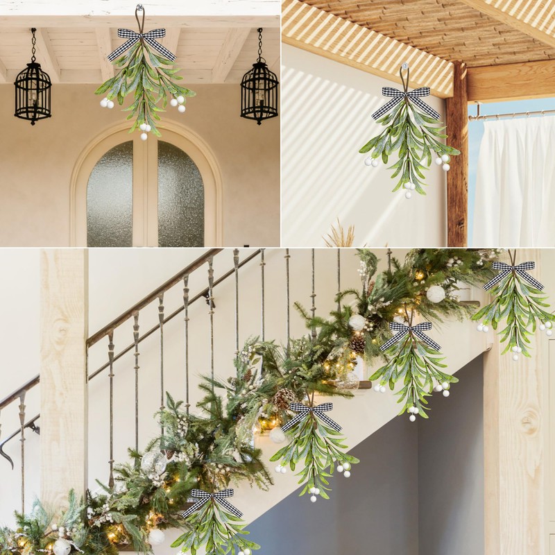 Decoración de muérdago – Decoración navideña de muérdago, lazo a