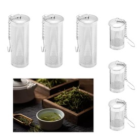 IUSOT Tea Strainer for Loose Tea, Pack of 6, Stainless Steel Tea Filter with Fine Mesh Strainer, Tea Strainer with Lid and Chain Hook, Tea Strainer for Teapots Cups, Cups, Perfect for Loose Tea Leaf
