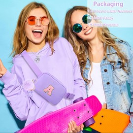 Belt Bag Fanny Pack for Girls - Initial Crossbody Bag for Birthday Gifts for 5 6 7 8 9 10 11 12 13 Year Old Teen Waist Pack Small Travel Essential, Purple, Large, G1