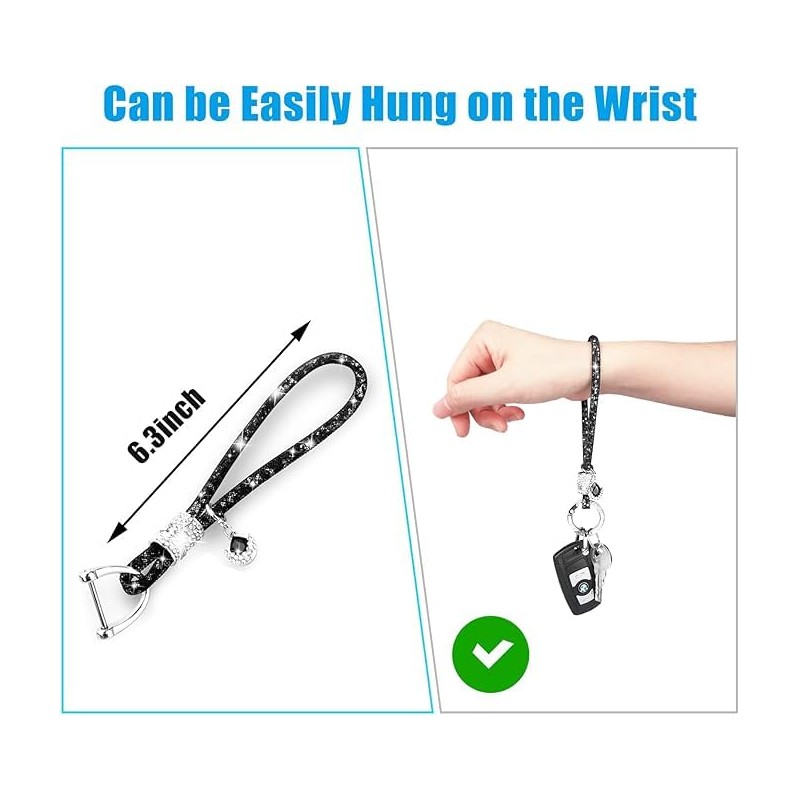 Crystal Mesh Keychain Ring Holder with Rhinestone Charm, Silver