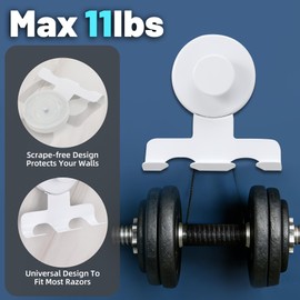 No-Drill Suction Cup Razor and Shaver Holder, Stainless Steel Shower Hook for Towel & Loofah, Damage-Free Reusable Bathroom Wall Organizer(2 Pack White)