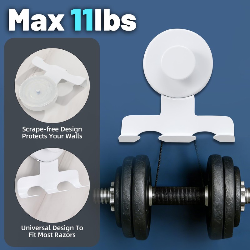 No-Drill Suction Cup Razor and Shaver Holder, Stainless Steel Shower