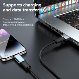 Liaoan Lig-htn-ing to USB-C Adapter, Lig-htn-ing Female to USB-C Male Adapter, Suitable for Phone 15/Plus/Pro/Max, Pad, and Other C-Type Devices, Does not Support Headphone and OTG Functions