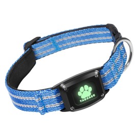 AirTag Dog Collar - Luminous & Reflective Dog Collar with Dog AirTag Holder IP68 Waterproof, Ultra-Durable, Soft Padded, Heavy Duty Dog Collar for Small Medium (Blue, M)