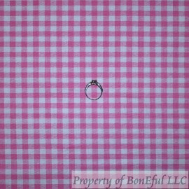 Signature BonEful Fabric FQ Cotton Quilt Pink White Girl Gingham Check Blender Small Print