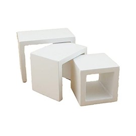 Melody Jane Doll Houses Modern White Nest of Tables Contemporary 1:12 Furniture